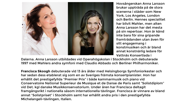 Romanssånger med Anna Larsson  & Francisca Skoogh