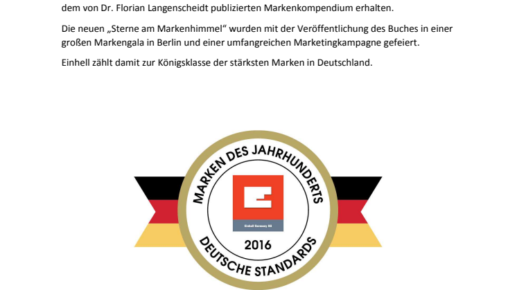 Einhell wird zur Marke des Jahrhunderts gekürt
