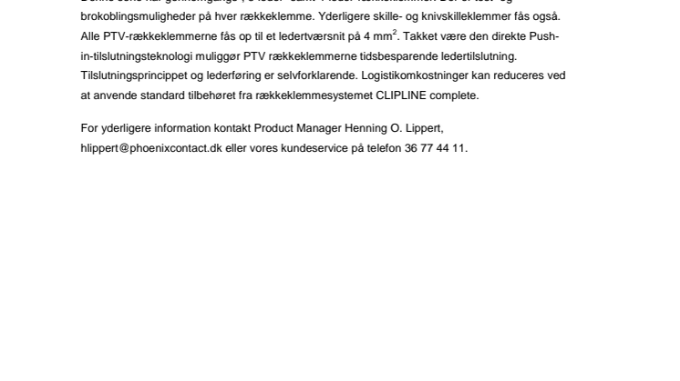 Vertikal Push-in-tilslutning på trange steder