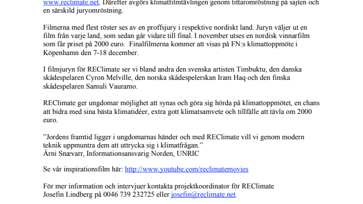 REClimate- Ung film ska rädda klimatet 