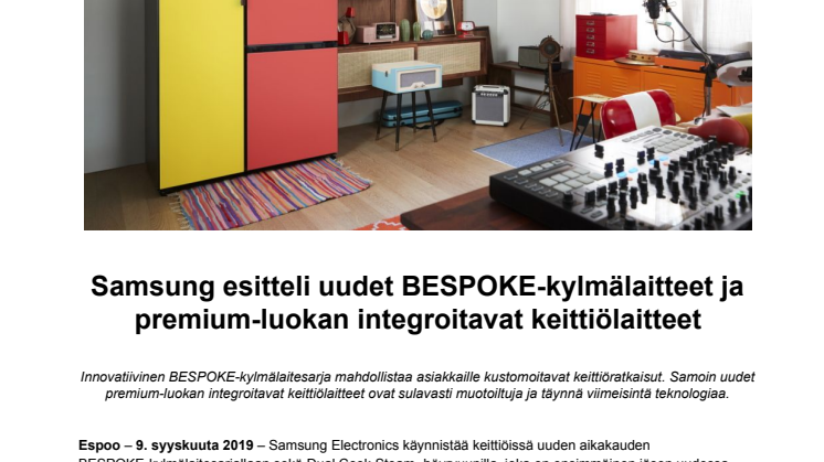 Samsung esitteli uudet BESPOKE-kylmälaitteet ja premium-luokan integroitavat keittiölaitteet