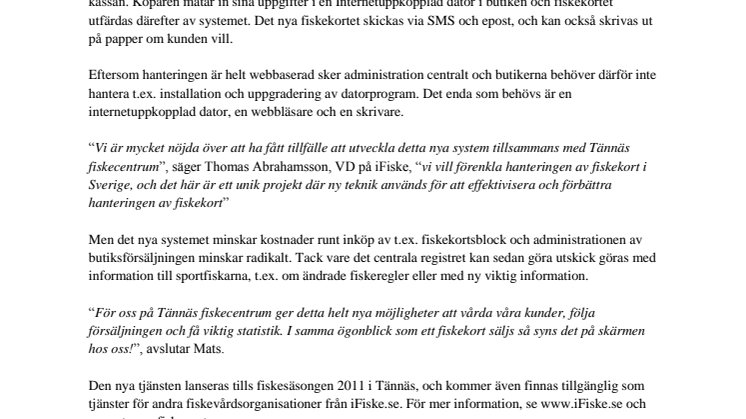 Tännäs fiskecentrum effektiviserar och digitaliserar sina fiskekort