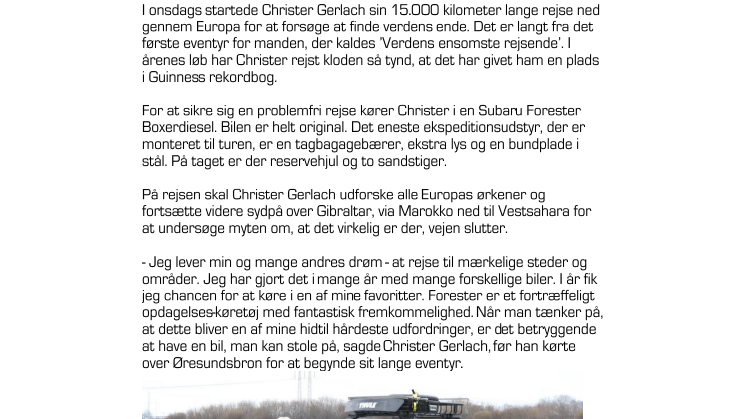 Med Subaru Forester til verdens ende