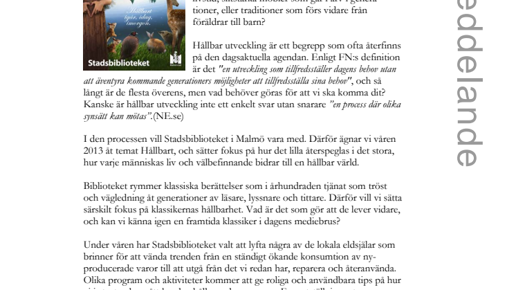 Välkommen till en hållbar vår på Stadsbiblioteket!