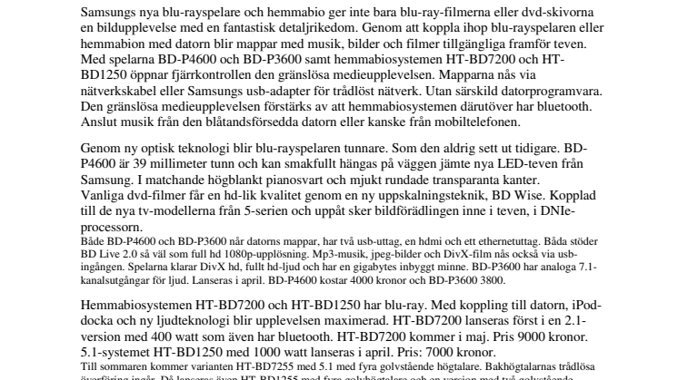 Datormapp nu tillgänglig från Samsungs nya blu-ray