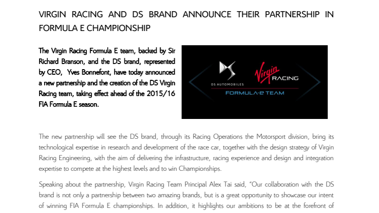 DS Virgin Racing Team