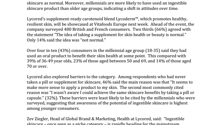Ingestible skincare heading for the mainstream, consumer study shows  