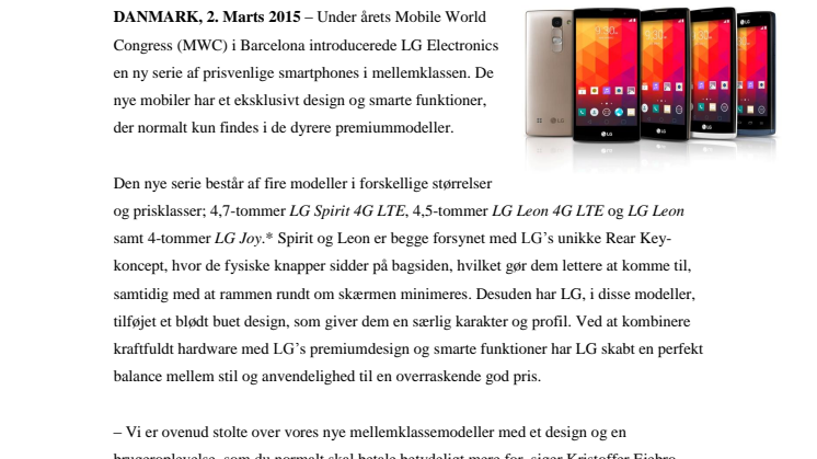 LG SPIRIT, LEON OG JOY – NYE SMARTE MOBILER MED PREMIUM DESIGN TIL ATTRAKTIV PRIS