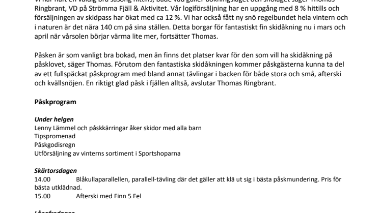 Bra bokningsläge inför påsken i Hemavan Tärnaby