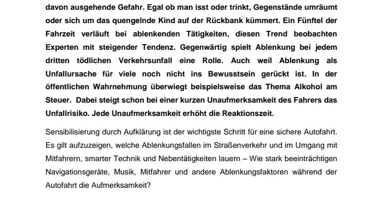 DA Direkt Expose: Unterschätzte Gefahr - Ablenkung im Straßenverkehr