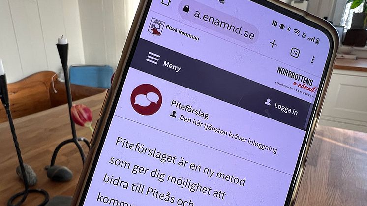Piteförslag är en e-tjänst för förslag till förbättring och utveckling.       Foto: Piteå kommun