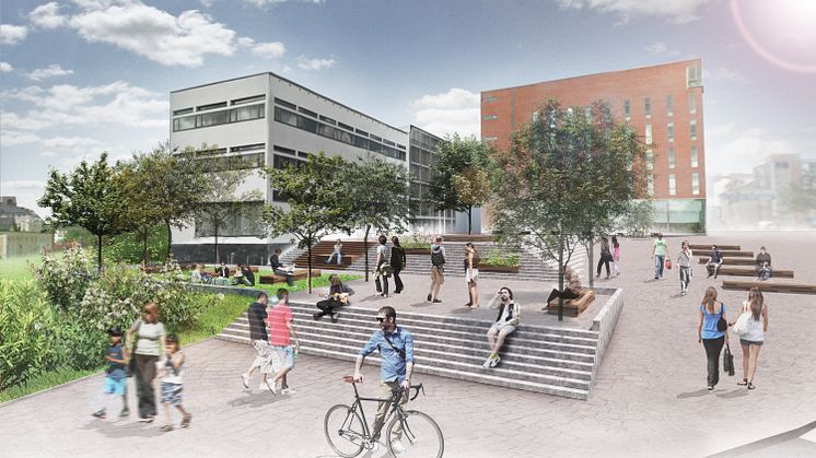 Visionsskiss Akademiplatsen, Campusplan Högskolan i Borås 2025