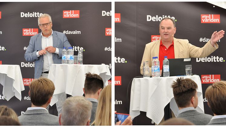 Från vänster: Mats Kinnwall chefsekonom på Teknikföretagen och Henry Olsson, vice riksbankschef Riksbanken.