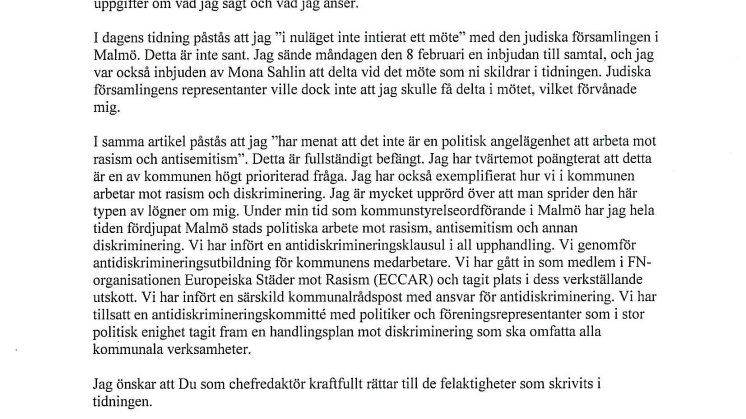 Öppet brev till Jan A. Johansson, chefredaktör för Skånska Dagbladet