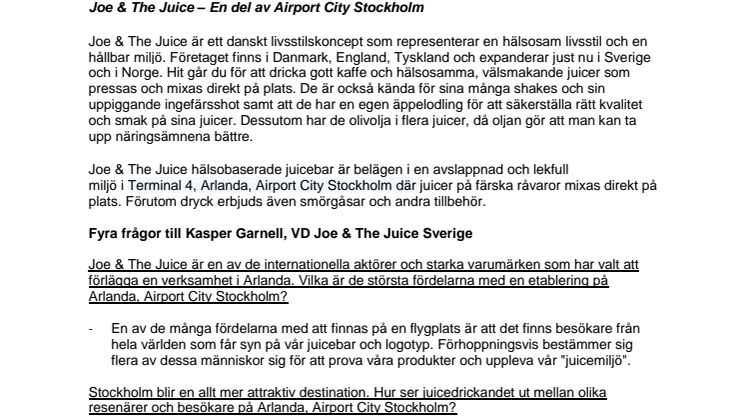 Joe & The Juice – En del av Airport City Stockholm 
