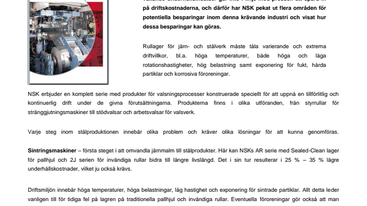 Nya lagermodeller håller stålindustrin rullande