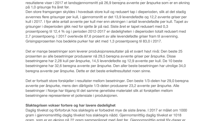 Økt overlevelse og effektivitet i svineproduksjonen