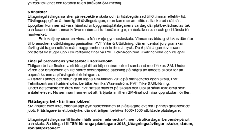 170 plåtslagarelever i uttagningstävlingar inför SM-finalen!