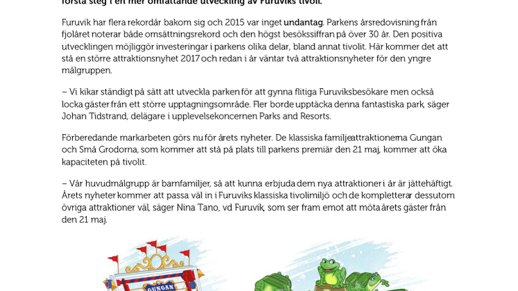 Två attraktionsnyheter till Furuviks premiär