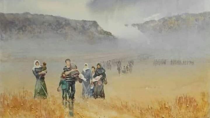 Stridigheter mellan olika grupper i Afghanistan har drivit hela samhällen på flykt. Okänd konstnär.