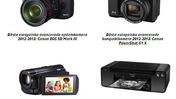 Fyra produkter från Canon får EISA-utmärkelser 2012-2013  