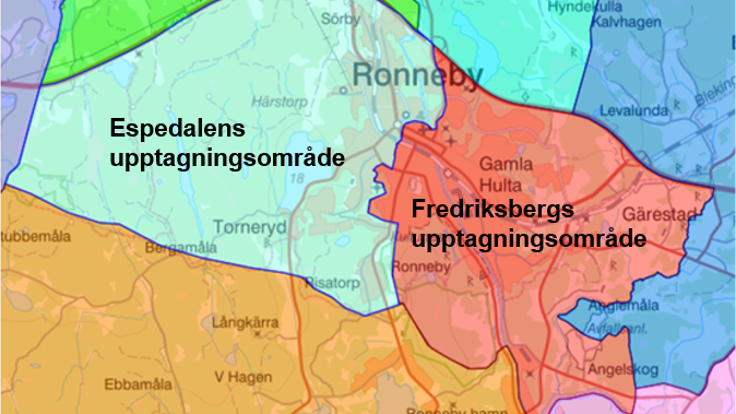 Tillfälligt förändrade upptagningsområden i centrala Ronneby
