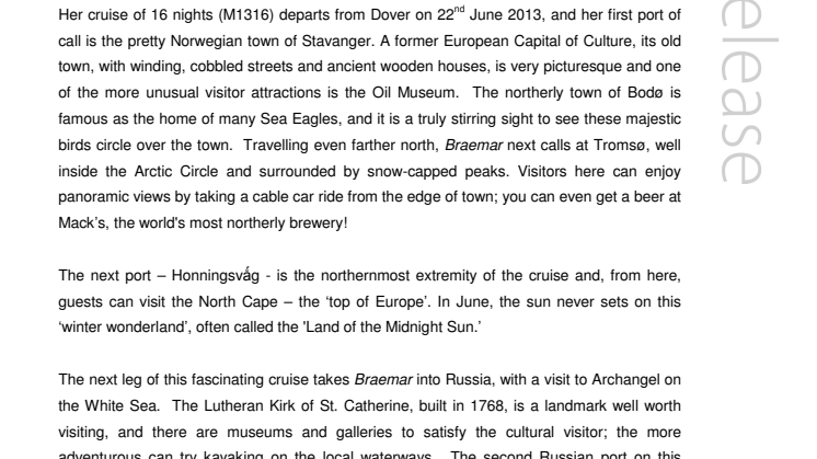 Take a Historic Cruise to the ‘Midnight Sun’ with Fred. Olsen Cruise Lines