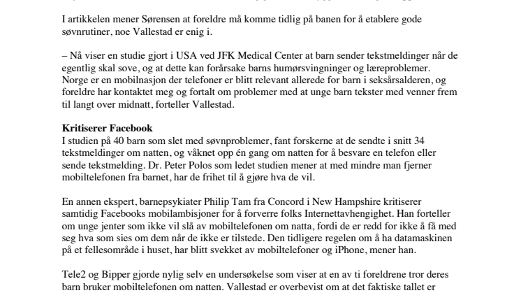 (NO) - Barns mobilbruk gir søvnproblemer