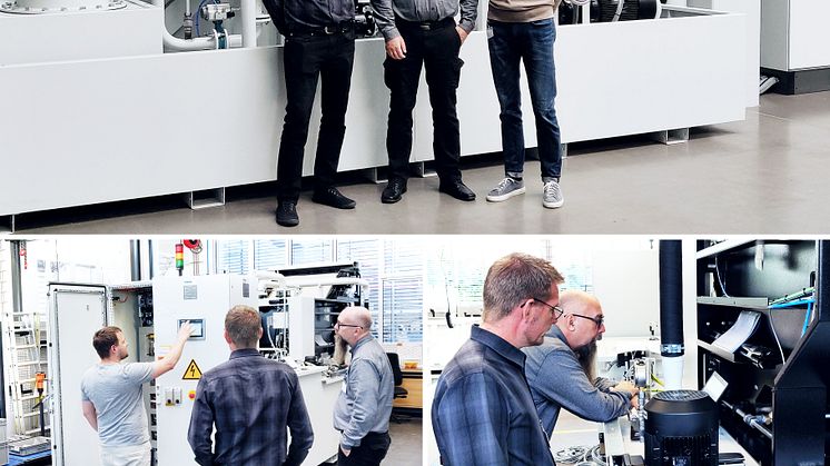 Joachim, Mikael och Olle på plats hos Knoll Maschinenbau GmbH.