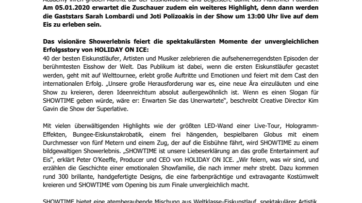 HOLIDAY ON ICE feiert erfolgreiche Premiere von SHOWTIME in München