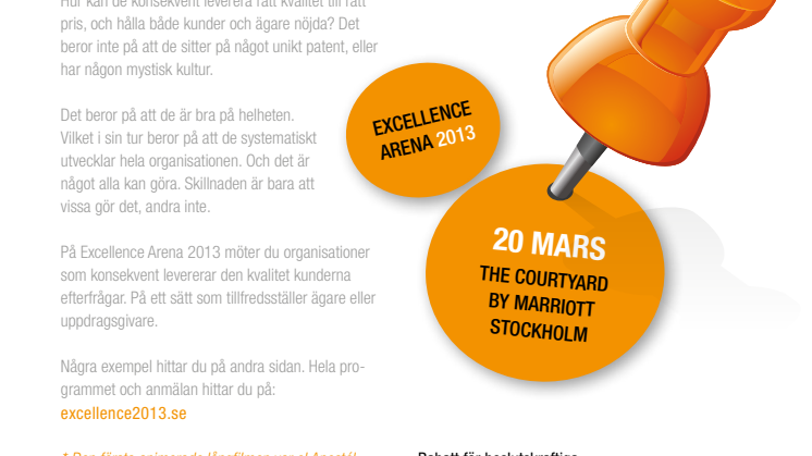 Översiktsprogram Excellence Arena 2013