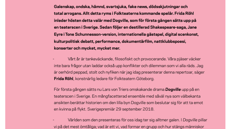 Folkteatern spelåret 2018/2019 press