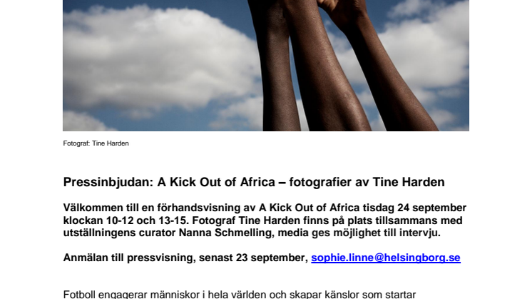 Pressinbjudan: A Kick Out of Africa – fotografier av Tine Harden