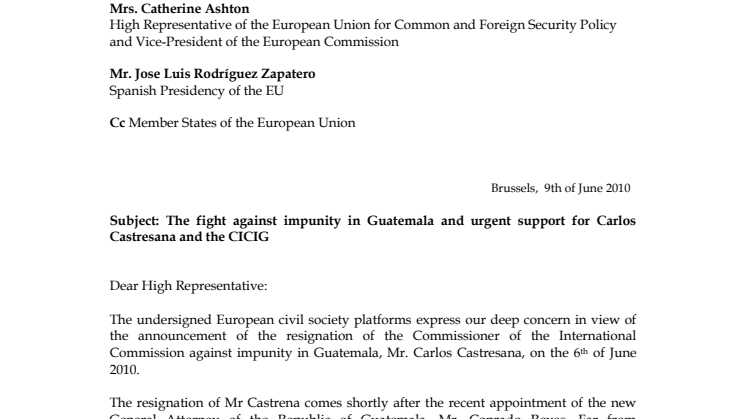 EU måste agera mot straffrihet i Guatemala