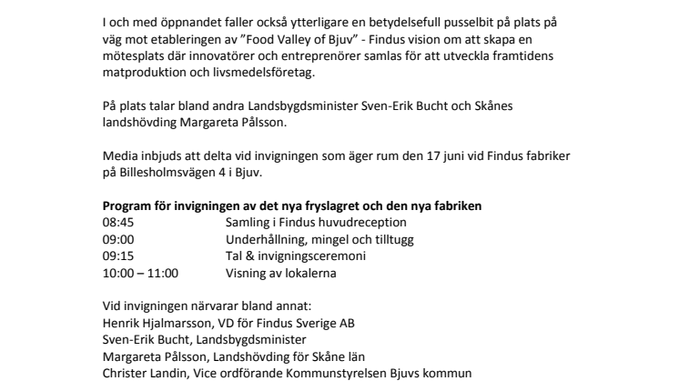 Pressinbjudan: Landsbygdsministern inviger norra Europas största och mest energieffektiva helautomatiserade fryslager 