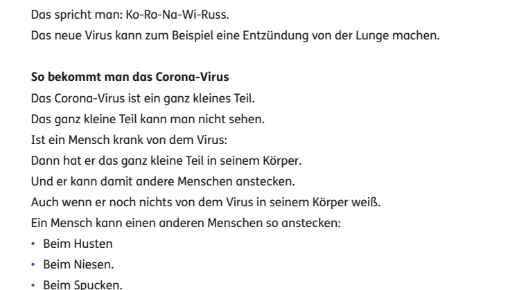 Das Coronavirus in leichter Sprache erklärt