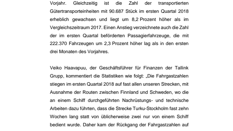 Resumé: Zahlen und Fakten für das erste Quartal 2018