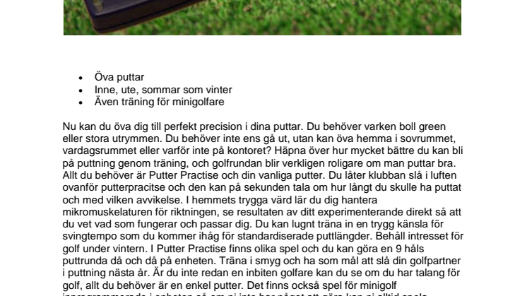 Putter Practise nytt golfträninghjälpmedel