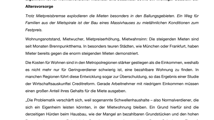 Raus aus dem Mietwahnsinn