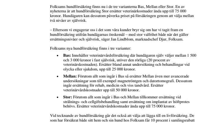 Folksam lanserar skalbar hundförsäkring – välj hundförsäkring efter behov