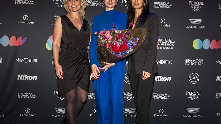 SkyShowtime Regional General Manager for Northern Europe Henriette Skov, Hanna Ardéhn, Sara Shirpey. Photo: Thomas Persson/Stockholm International Film Festival