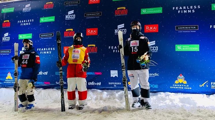 Ludvig står på världscuppallen för första gången sen 2016. Nu är han rankad trea inför världscupens stopp i Idre Fjäll nästa helg.Foto: Harald Marbler, STSM.