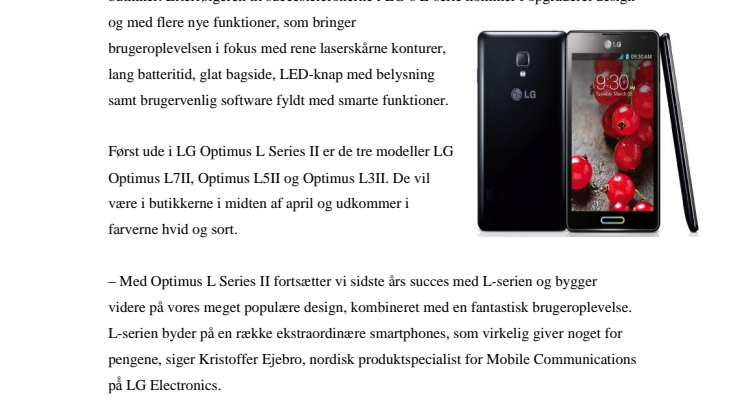 LÆNGE VENTET EFTERFØLGER - NU KOMMER LG OPTIMUS L SERIES II TIL DANMARK 