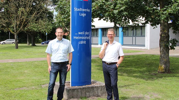 Michael Wippermann (r.) und Jörg Mikus setzen weiter auf den Heimvorteil der Stadtwerke Lage.