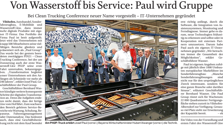 Von Wasserstoff bis Service: Paul wird Gruppe, Quelle: Passauer Neue Presse 
