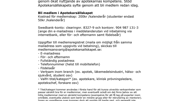 Gå med i Apotekarsällskapet idag