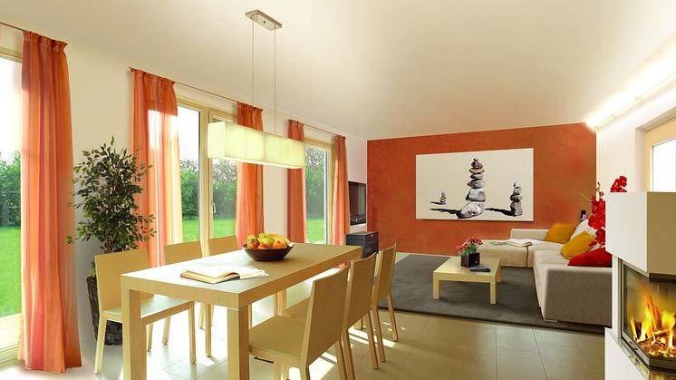 Wohnzimmer des Massivhaus "Flair 113"