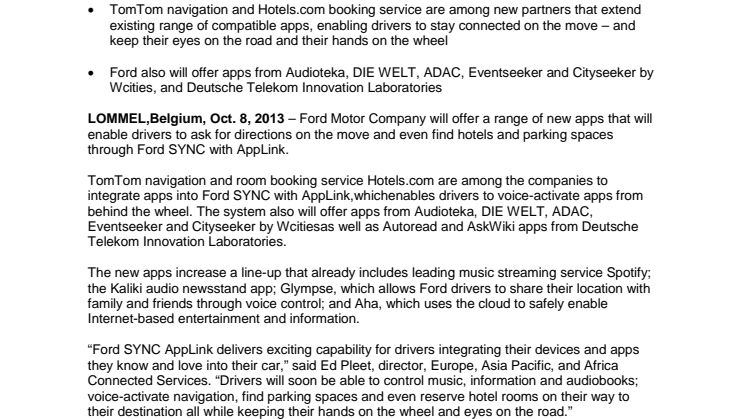 FORD FUTURES - APP LINK (EU)
