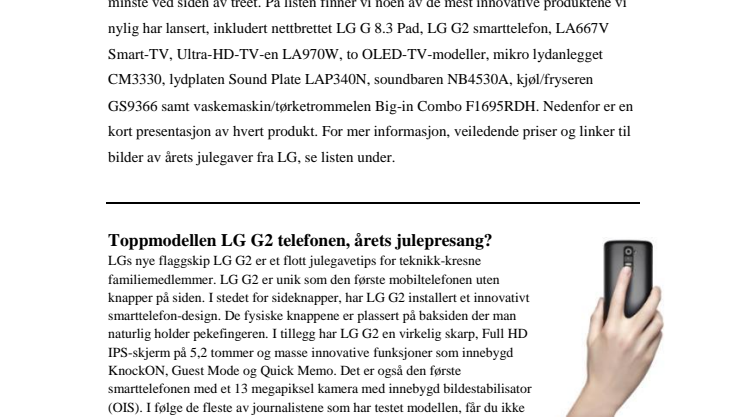 FLOTTE JULEGAVETIPS FRA LG ELECTRONICS