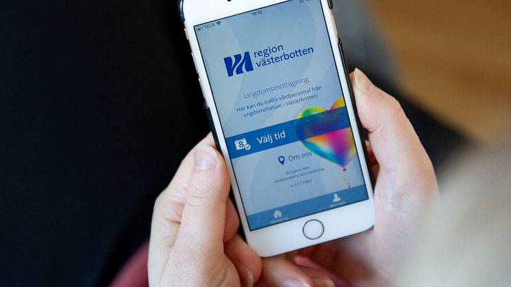 Ungdomsmottagningen Västerbotten app, stående bild.